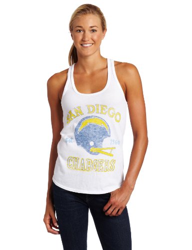 NFL Women's San Diego Chargers Solid Vintage Racerback Tank (Classic White, Medium)
