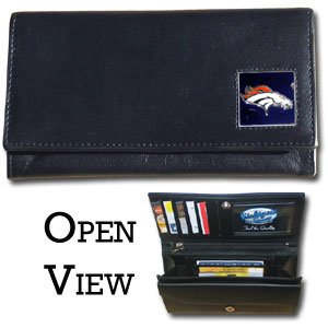 NFL Women's Genuine Leather Clutch Wallet - Denver Broncos