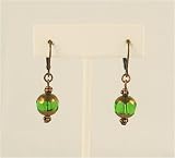 Earrings - E195 - Copper & Glass Beads (10 mm) ~ Emerald