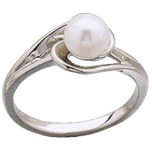 Platinum Fashion White Cultured Pearl Ring