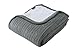 Brielle Home Cozy Cable Knit Throw Blanket - All Season Chic Thick Sweater Knitting for Couch Sofa Bed with Soft Sherpa Lining, Grey