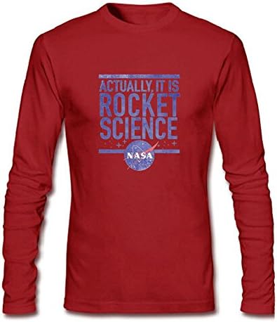 Baigo NASA It is Rocket Science Long Sleeve T Shirt for Men Red M