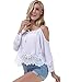 VIISHOW Women's Strap Off Shoulder Lace Crochet Crop Top Blouse (S, White)