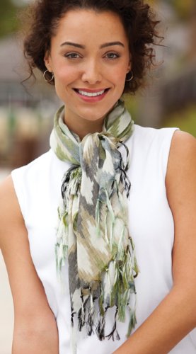 Echo Khaki-and-pastel Ikat Scarf