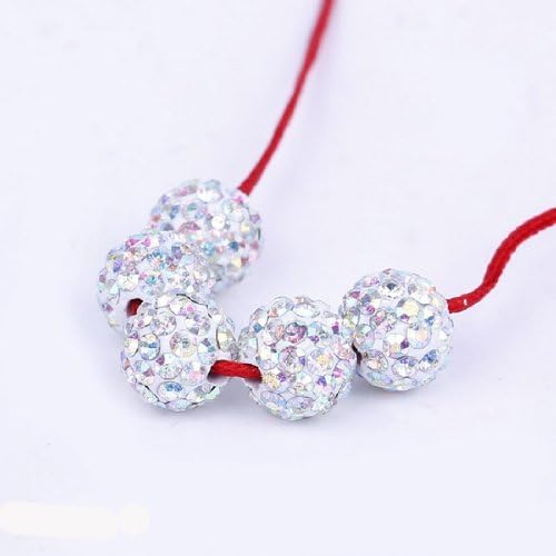 DUMAN 10pcs AB White 10mm Clay CZ Disco Ball Beads Crystal Studded Shamballa Craft for Bracelet, Necklace, Earrings Jewellery Making