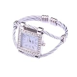 White Fashion Stylish Lady Women Girl Roman Numerals Dial Square Bracelet Wrist Watch