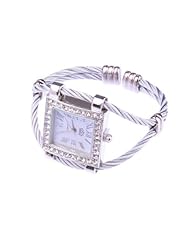 White Fashion Stylish Lady Women Girl Roman Numerals Dial Square Bracelet Wrist Watch