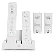 CTA Digital Wii Remote Dual Charge Station with 2 Rechargeable Batteries (White)