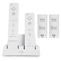 CTA Digital Wii Remote Dual Charge Station with 2 Rechargeable Batteries (White)