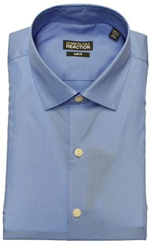 Kenneth Cole Reaction Men's Slim-Fit Chambray Dress Shirt, Dusty Blue, 16.5