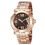 Chopard Happy Sport Round Ladies Brown Dial Rose Gold Diamond Watch 277472-5006