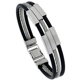 8" Solid Surgical Steel Cable and Rubber Bracelet 8" Solid Surgical Steel Cable and Rubber Bracelet
