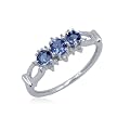 Jewelersclub 0.50 Ctw Genuine Tanzanite Gemstone & Accent White Diamond Ring in Sterling Silver