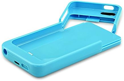 Portable Battery Backup Extended Battery Charger Case Cover For Iphone 5S/5C/5 + Pop-out View Kickstand + On/Off Button LED Battery Level Indicator + Slim Fit Slider Design + Sunydeal Brand (Blue)