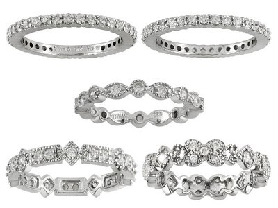 Childrens Toyshop  Jewelry : PLATINUM OVER STERLING SILVER 7.83CTW BELLA LUCE DIAMOND SIMULANT RING SET OF 5