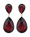 Women's Elegant Dangling Teardrop Stone Pierced Earrings - Ruby Red Stone/Gold-Tone