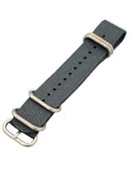 24mm Solid Grey Urban 5 Ring Military Nylon Watch Band / Strap Fits All Watches!!!