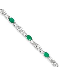 14K White Gold Diamond and Emerald Bracelet, Best Quality Free Gift Box Satisfaction Guaranteed