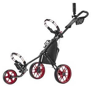 CaddyTek CaddyLite 11.5 V3 Deluxe Golf Push Cart, Black/Red