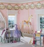 Carousel Horse Merry Go Round Wallpaper Wall Mural Art Home Decor Tween Teen Girl Girls Fair Fantasy Princess Bedroom