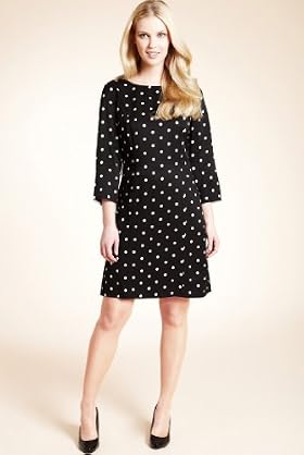 Slash Neck Spot Print Dress