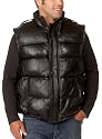 Sean John Men's Leather Bubble Vest, Black, Medium