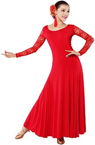 Newya Women's Latin Performance Dance Dress M Red
