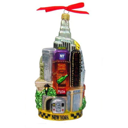 Kurt Adler New York Glass Cityscape, Christmas Ornament images