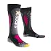 X-Socks SKI CARVING SILVER LADY + 15- fach Schutz, schwarz/violett Die X-SOCKS Carving Silver ist eine Socke aus dem Profi-Anwenderbereich u.wurde unter Ber&uuml;cksichtigung der unterschiedlichen Belastungen beim Skifahren entwickelt.Es stand nicht nur das gr&ouml;&szlig;tm&ouml;gliche W&auml;rmer&uuml;ckhalteverm&ouml;gen im Vordergrund, sondern auch die optimale Impulswiedergabe.Die X-SOCKS Carving Silver ist die perfekte Verbindung zwischen Fu&szlig; u.Skischuh f&uuml;r geschnitten scharfe Schw&uuml;nge.Durch die innovative Narrow Arrow Konstruktion passt sich die X-SOCKS perfekt an den schmalen Damenfu&szlig; an.Diese Socke wirkt den extreme Belastungen beim Skifahren entgegen, Polsterungen u.Luftkan&auml;le sch&uuml;tzen Muskeln, Sehen u.Gelenke,ohne den Fu&szlig; ein zu engen.Der sorgf&auml;ltig ausgew&auml;hlte Garn-Mix macht diese Socke besonders soft u.Komfort f&uuml;r den ganzen Tag. SilverNODOR hat eine geschlossen Oberfl&auml;che, die aus 99,9% pruem Silver besteht. Daher wird Feuechtigkeit nicht angenommen sonder von der ahut weg, in die Au&szlig;enschicht der Socke geleitet,wo der Schwei&szlig; verdunsten kann. Merino Wolle eine weiche,elastische u.extrem strapazierf&auml;hige Schafswolle.Sie ist angenehmer zu tragem als herk&ouml;mmliche Schafswolle u.w&auml;rmt besser. NARROW ARROW KONSTRUKTION Die Form verl&auml;uft vom breiteren Vorderfu&szlig; zum schlankeren aber h&ouml;heren Mittelfu&szlig; u.kleineren Fersenbein.Dies verhindert Faltenbildung u.Druckstellen. ROBUR mindert Druck u.St&ouml;&szlig;e durch eingeschlossene Luftkammern.Seide-durch ihre geringe Dichte ist sie sehr leicht u.angenehm zu tragen u.besticht au&szlig;erdem durch sehr gute Isolationseingenschaften Mythlan-Das Leichtgewicht unter den High-Tech-Garnen. Mythlan ist atmungsaktiv,pflegeleicht u.l&ouml;st keine allergischen Reaktionen aus.Techn.Komp.26% Robur, 24% Nylon, 21% Merinowolle,14% Mythlan,7% Seide, 6% SilverNODOR, 2% Elastan. Material:50% Nylon,21% Merinowolle,14% Polypropylen,7% Seide,5% Polyester,2% Elastan,1% Metallised PolyamideX-SOCKS bei specialsports