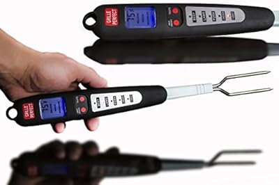 Digital Meat Thermometer for Grilling, Barbecue or Oven with Ready Alarm and Stainless Steel Fork