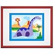 Dinosaurland Red Framed Print by Olive Kids (BRONTOSAURUS)