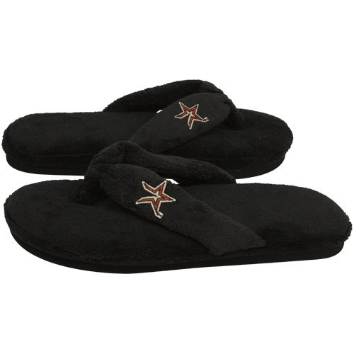 Houston Astros Ladies Black Plush Thong Slippers (9/10)