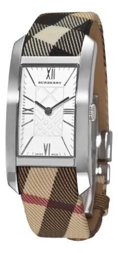 Burberry Women's BU1076 Signature Checked Strap White Dial Watch
