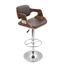 LumiSource Fiore Barstool, Walnut and Brown by LumiSource