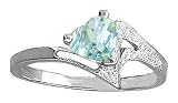 .925 Sterling Silver Promise Ring with Genuine Heart Aquamarine