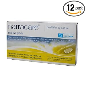 Natracare Natural Pads, Super, Case of 12- 12 Count Boxes (144 Pads) by Natracare