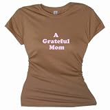 Flirty Diva Tees Woman's SoftStyle T-Shirt-A Grateful Mom-Brown-Pink Pearl