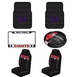 NFL New York Giants 6 PC Auto Accessories Combo Kit Rubber Floor Mats, Seat Covers, Steering Wheel Cover and Chrome License Plate Frame Ford Trucks 2010 F150 NFL New York Giants 6 PC Auto Accessories Combo Kit Rubber Floor Mats, Seat Covers, Steering Wheel Cover and Chrome License Plate Frame