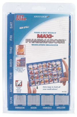 Outer Dimensions: 8in L x 5.25in W x 1.29inH - Ezy Dose Four-a-day Weekly Maxi-pharmadose Medication Organizer