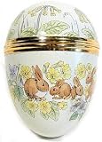 Handpainted Large Enamel Egg with Rabbit decoration
