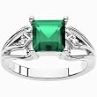 14K White Gold Chatham Created Emerald Ring