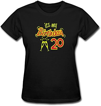 Women's Tshirts Birthday 20 100% Cotton Size M Black