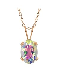 0.95 Ct Oval Shape Mercury Mist Mystic Topaz Rose Gold Plated Silver Pendant