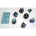 Polyhedral 7-Die Gemini Dice Set - Black & Shell with White (d4, d6, d8, d10, d12, d20 & d00)