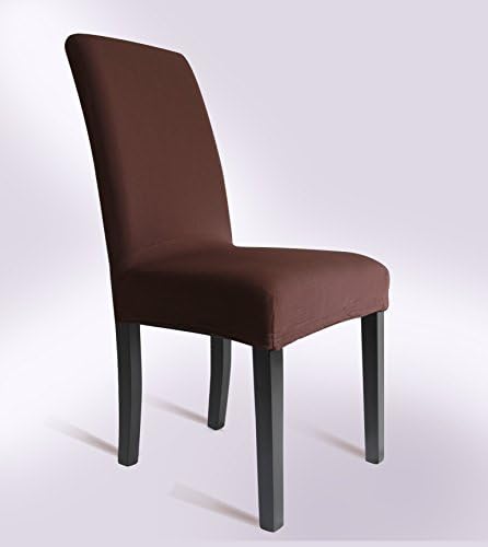 YOKAT Jacquard Stretch Crepe Dining Room Chair Covers Hotel Party Chair Slipcover (6, Brown)