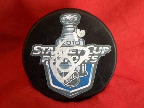 Devin Setoguchi Autographed San Jose Sharks 2010 Stanley Cup Playoffs Logo Hockey Puck, Proof Photo of Devin Signing for Us.