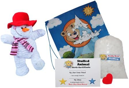 Make Your Own Stuffed Animal "Icicle the Snowman w/Red Hat and Scarf" - No Sew - Kit With Cute Backpack!