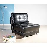 Gold Sparrow New York Faux Leather Convertible Chair Bed in Black