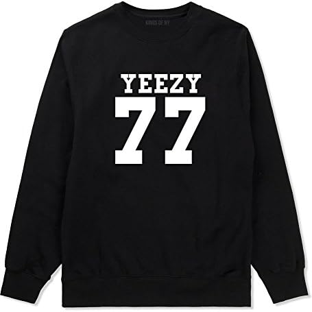 Kings Of NY Yeezy 77 Team Jersey Style Fashion Hiphop Crewneck Sweatshirt Large Black