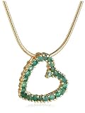 18k Yellow Gold Overlay Sterling Silver Emerald Heart Pendant